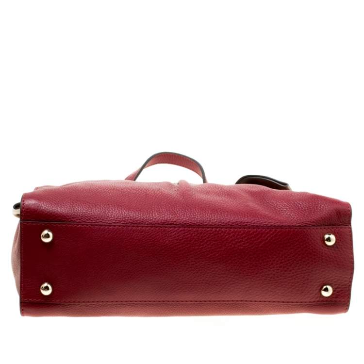 Pre Owned Valentino Red/Beige Leather Aphrodite Bow Bag