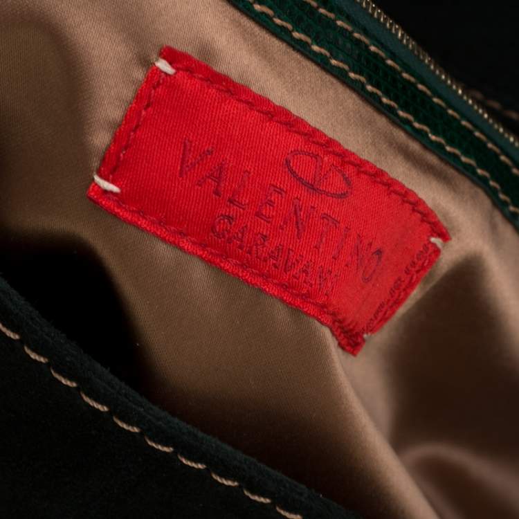 Pre Owned Valentino Green Suede and Lizard Satchel
