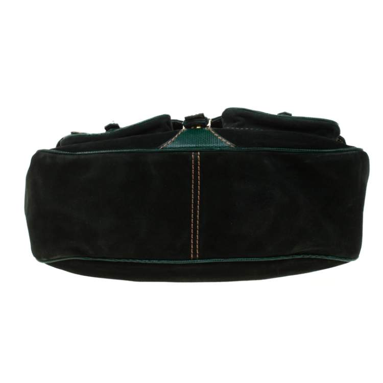 Pre Owned Valentino Green Suede and Lizard Satchel