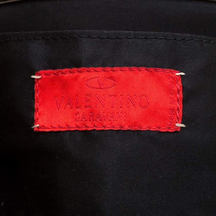 Pre Owned Valentino Black Beaded Embellished Satin Crystal Wood Frame Bag