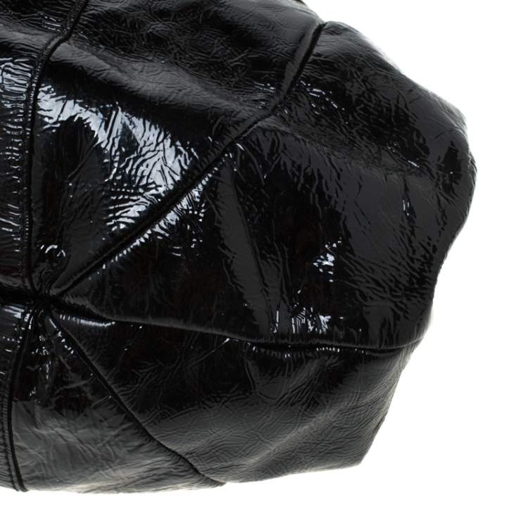 Pre Owned Valentino Black Patent Leather Hobo