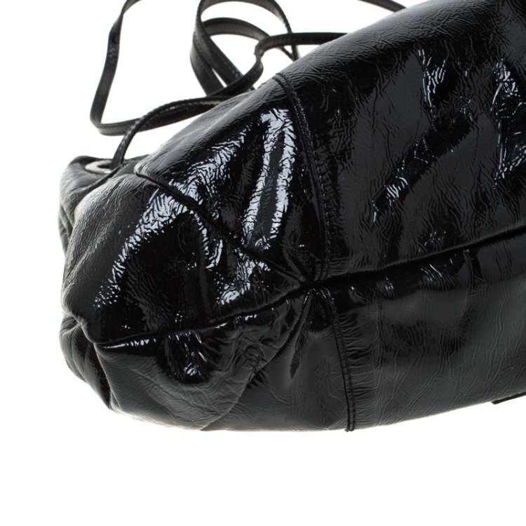 Pre Owned Valentino Black Patent Leather Hobo