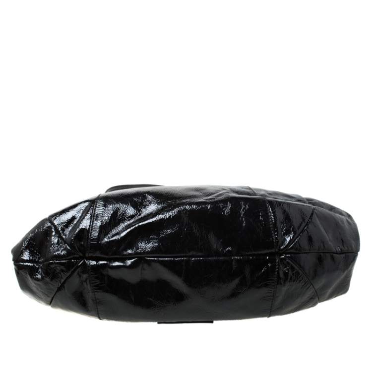 Pre Owned Valentino Black Patent Leather Hobo