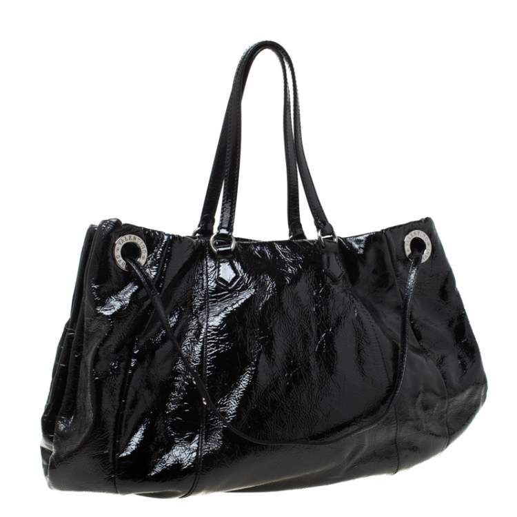 Pre Owned Valentino Black Patent Leather Hobo