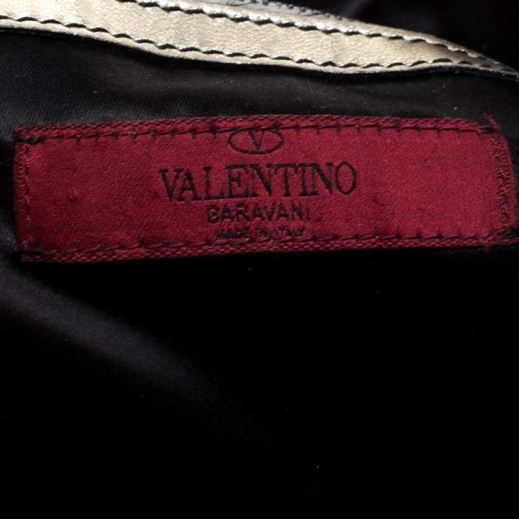 Pre Owned Valentino Metallic Gold Leather Petale Rose Satchel