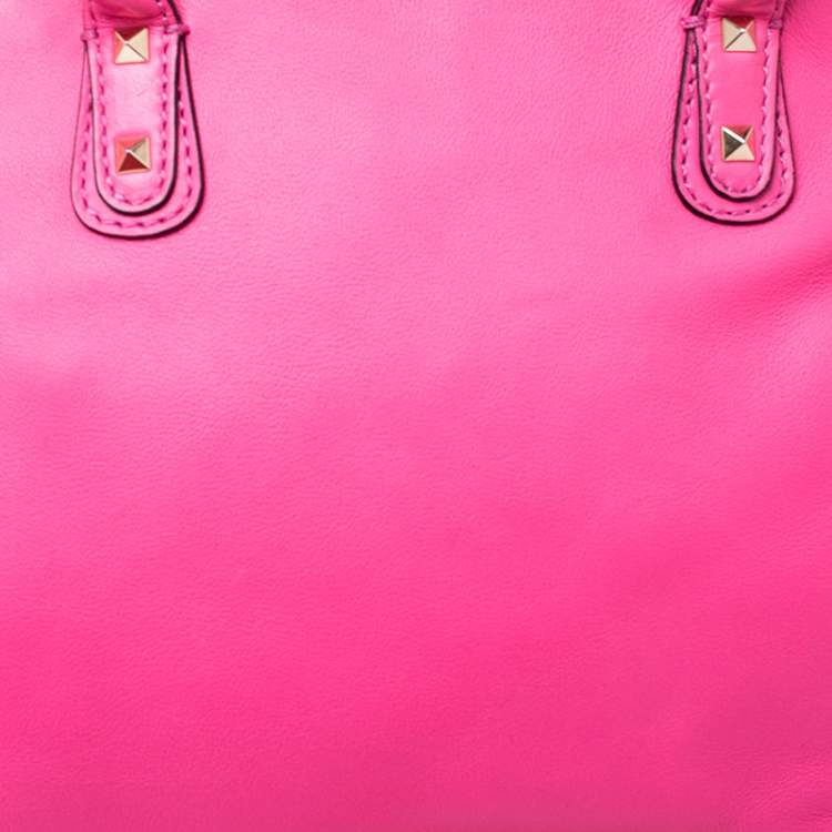 Pre Owned Valentino Pink Rockstud Leather Satchel