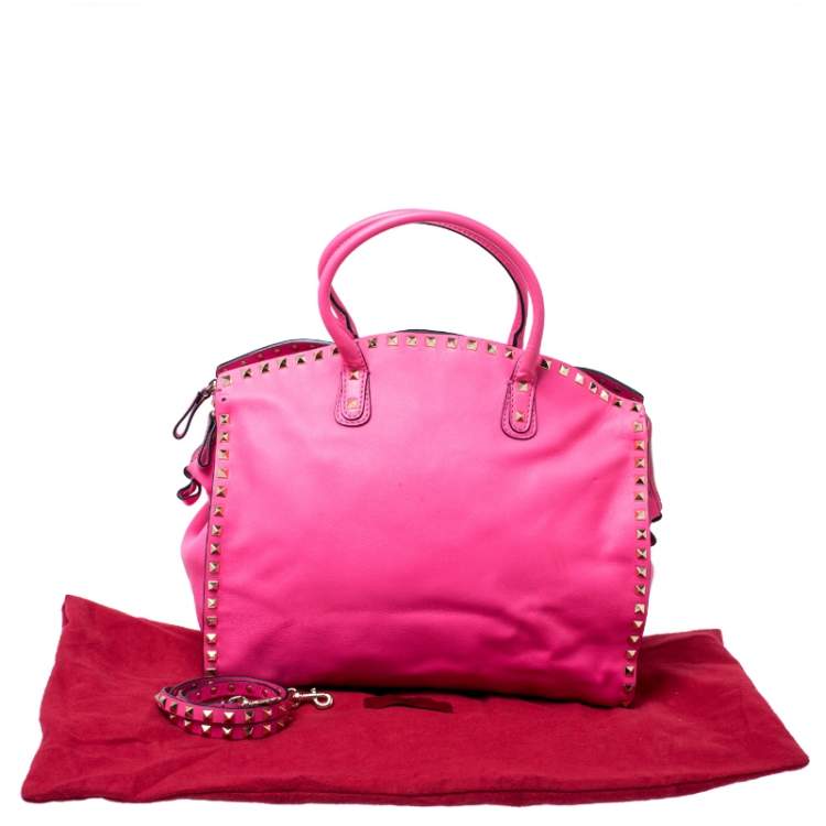Pre Owned Valentino Pink Rockstud Leather Satchel