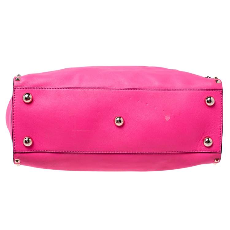 Pre Owned Valentino Pink Rockstud Leather Satchel