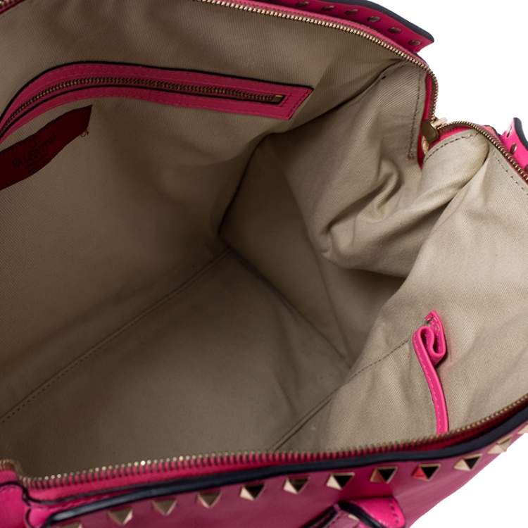 Pre Owned Valentino Pink Rockstud Leather Satchel