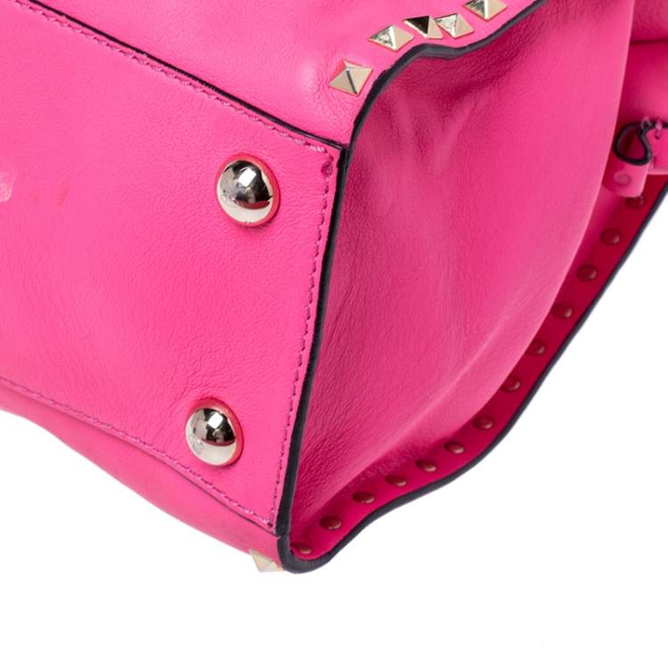 Pre Owned Valentino Pink Rockstud Leather Satchel