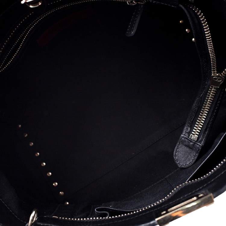 Pre Owned Valentino Black Leather Small Rockstud Shopper Tote