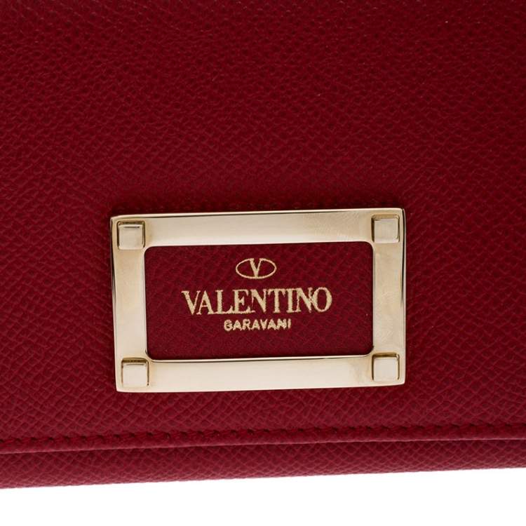 Pre Owned Valentino Red Leather Continental Wallet
