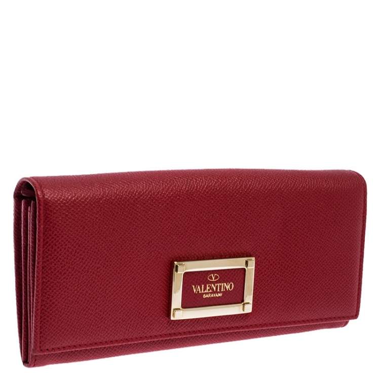 Pre Owned Valentino Red Leather Continental Wallet