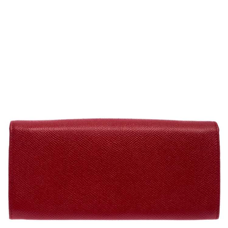 Pre Owned Valentino Red Leather Continental Wallet