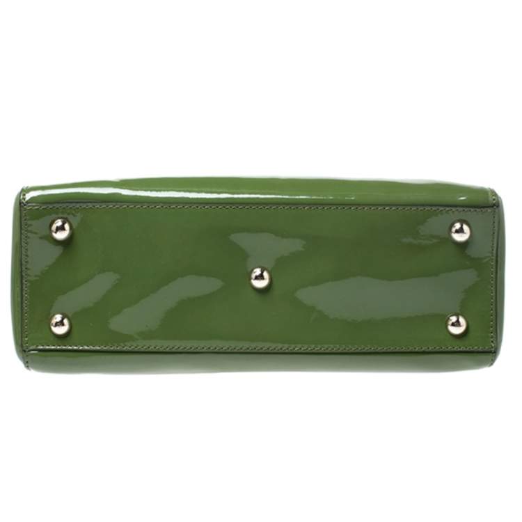 Pre Owned Valentino Green Patent Leather Top Handle Bag