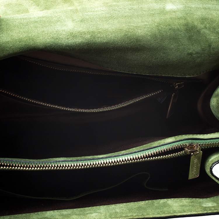 Pre Owned Valentino Green Patent Leather Top Handle Bag