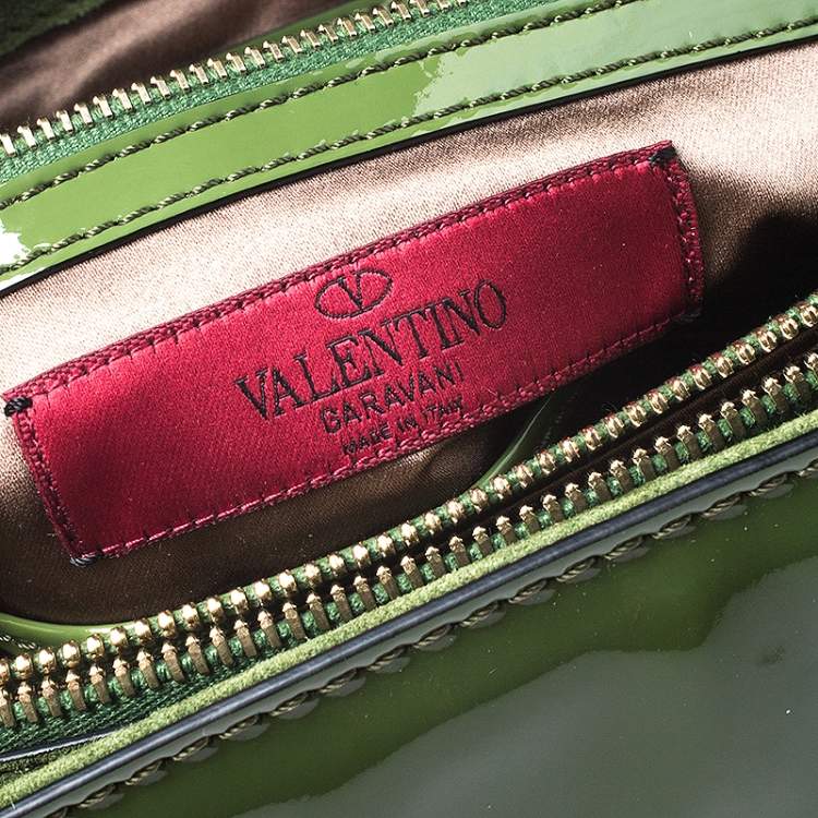 Pre Owned Valentino Green Patent Leather Top Handle Bag