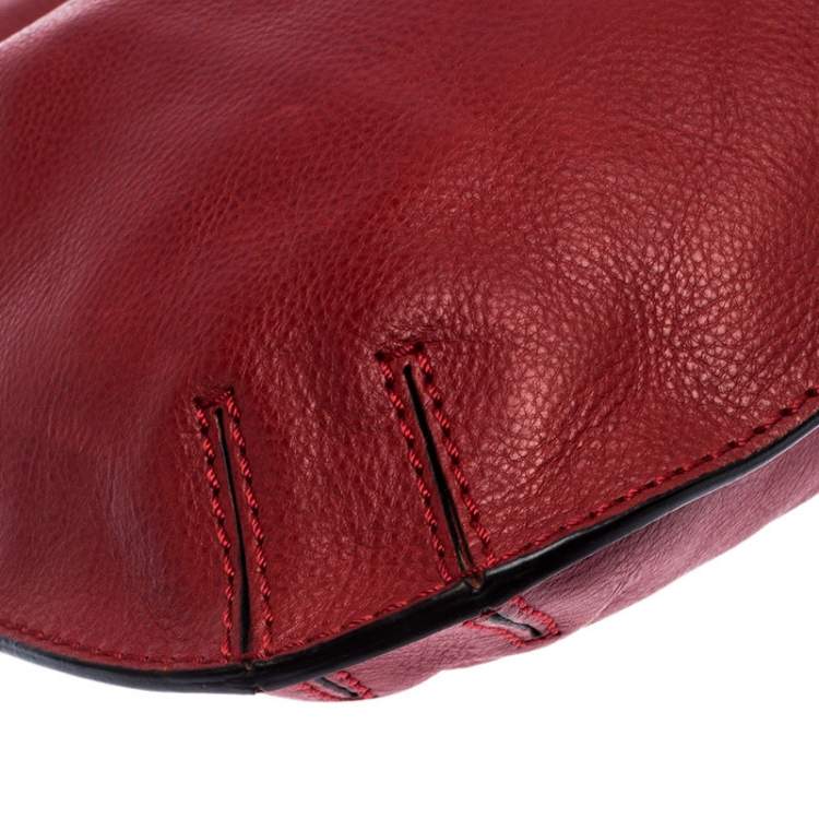 Pre Owned Valentino Red Leather Rockstud Chain Hobo