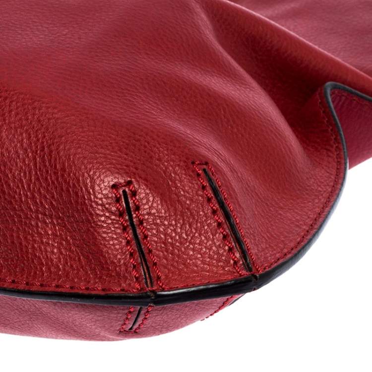 Pre Owned Valentino Red Leather Rockstud Chain Hobo