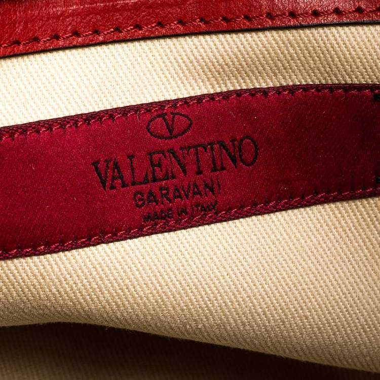 Pre Owned Valentino Red Leather Rockstud Chain Hobo