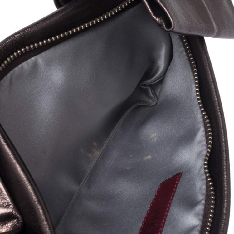 Pre Owned Valentino Metallic Leather Pleated Bow Clutch