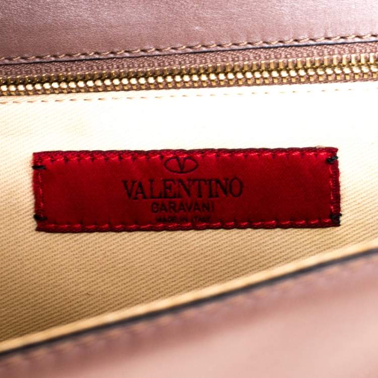 Pre Owned Valentino Dark Beige Leather Bow Top Handle Bag