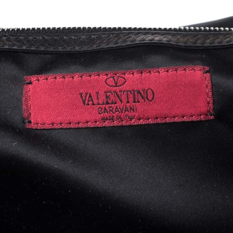 Pre Owned Valentino Black Leather Petale Rose Frame Bag