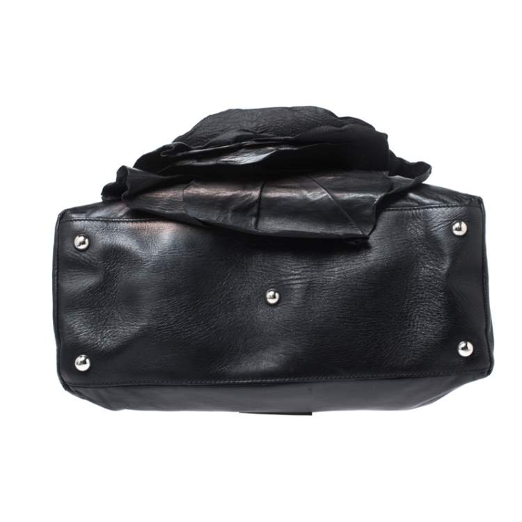 Pre Owned Valentino Black Leather Petale Rose Frame Bag