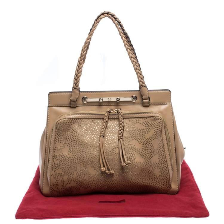 Pre Owned Valentino Beige Leather Demetra Tote