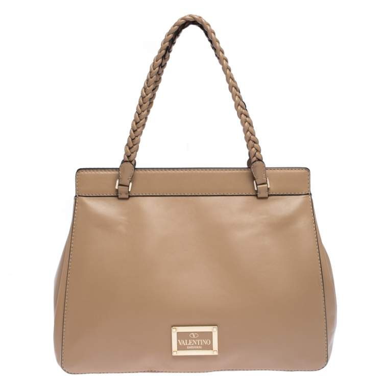 Pre Owned Valentino Beige Leather Demetra Tote