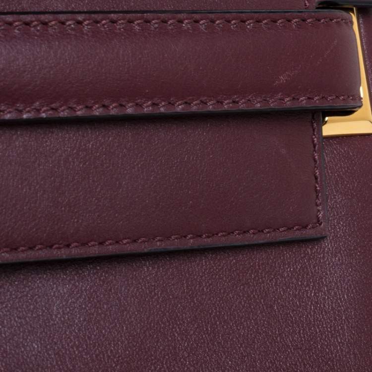 Pre Owned Valentino Burgundy Leather Flap Top Handle Bag