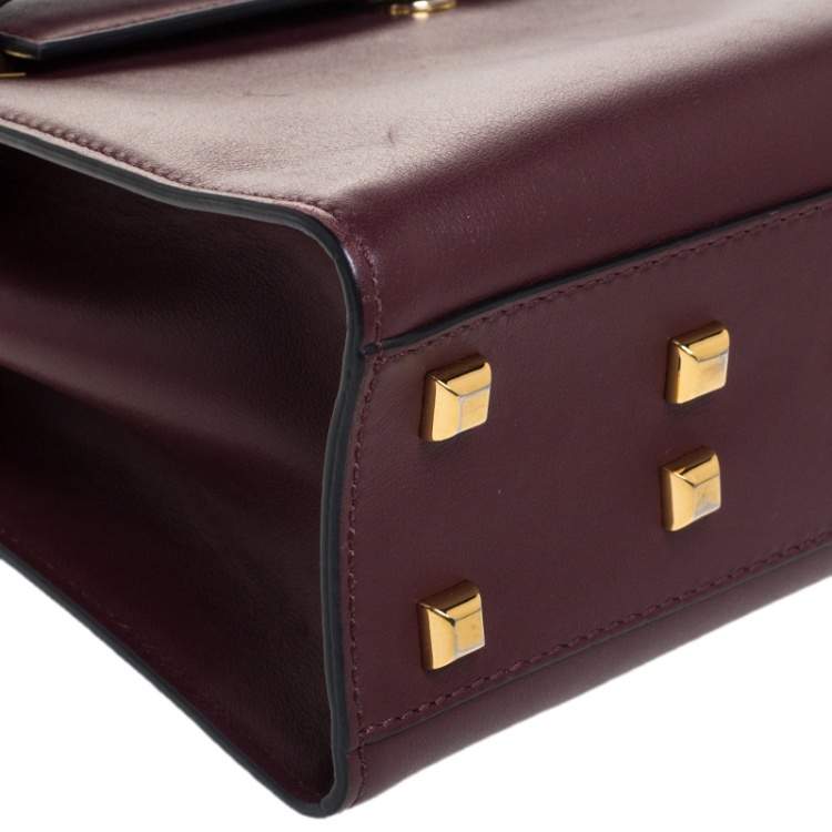 Pre Owned Valentino Burgundy Leather Flap Top Handle Bag