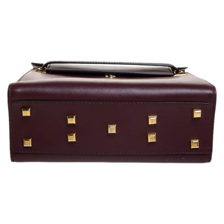 Pre Owned Valentino Burgundy Leather Flap Top Handle Bag