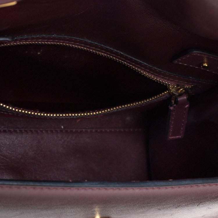 Pre Owned Valentino Burgundy Leather Flap Top Handle Bag