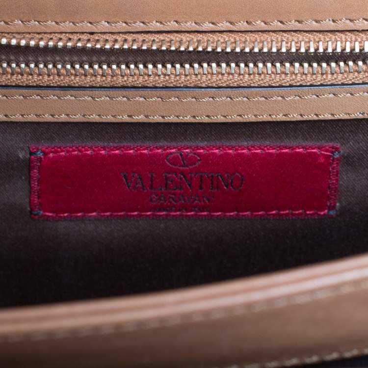 Pre Owned Valentino Tan Leather Flap Top Handle Bag
