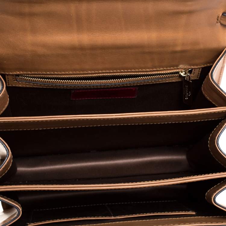 Pre Owned Valentino Tan Leather Flap Top Handle Bag