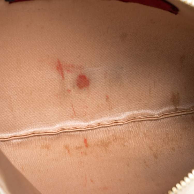 Pre Owned Valentino Off White Leather Wristlet Pouch
