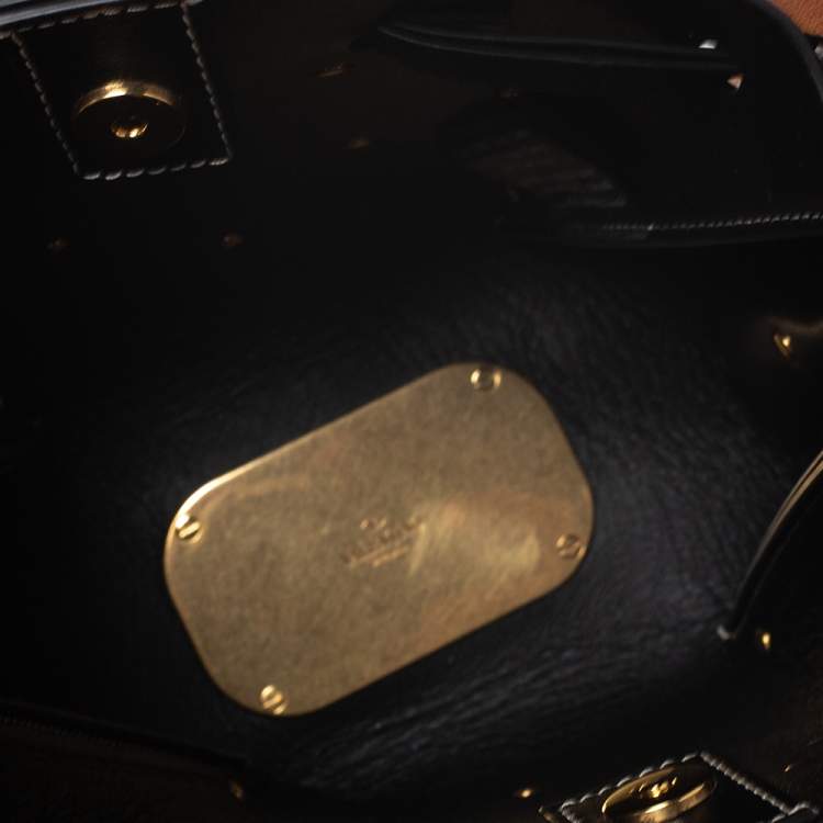Pre Owned Valentino Brown Leather and Feather Small VLogo Bucket Bag