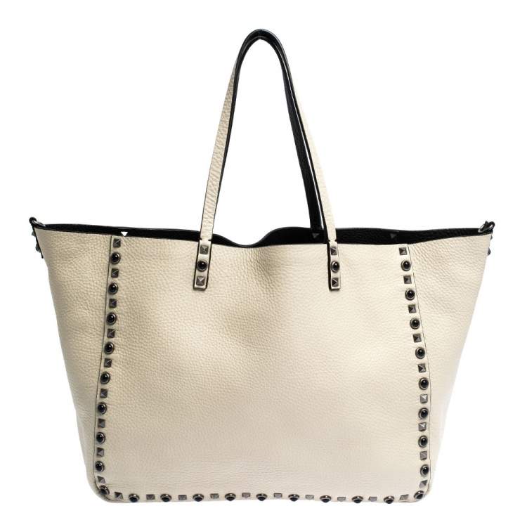 Pre Owned Valentino Black Leather Rockstud Reversible Tote