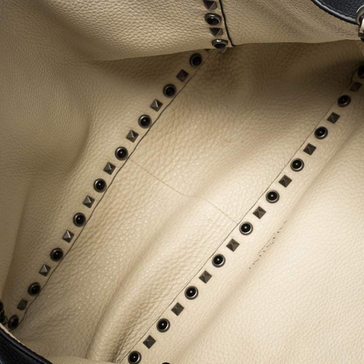 Pre Owned Valentino Black Leather Rockstud Reversible Tote