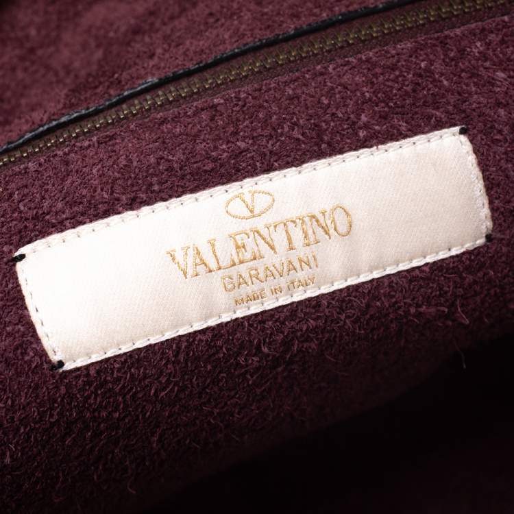 Pre Owned Valentino Burgundy Leather Tribal Rockstud Tote