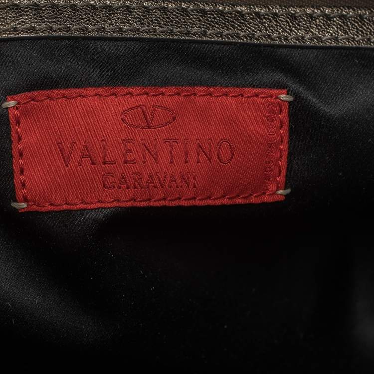 Pre Owned Valentino Metallic Leather Studded Satchel