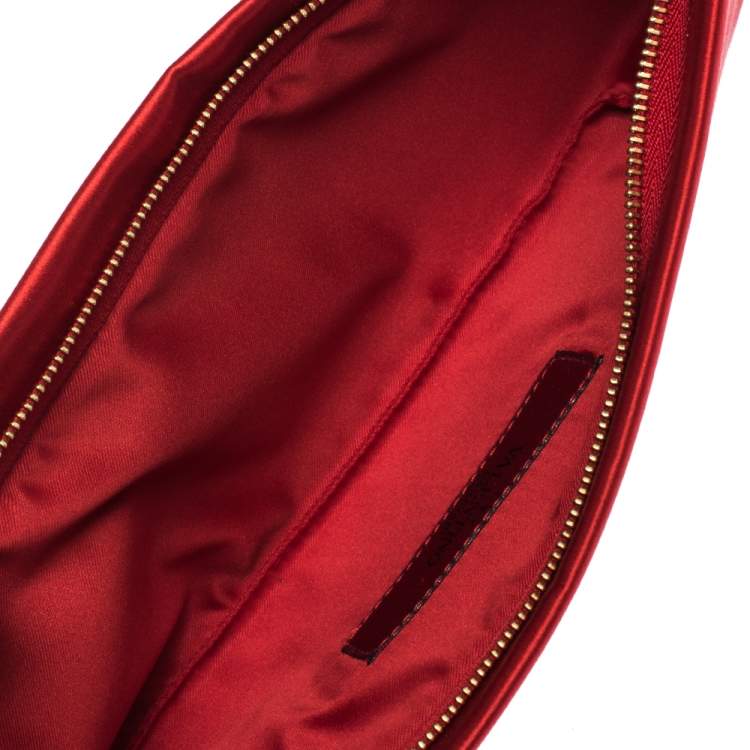 Pre Owned Valentino Red Satin Bow Clutch