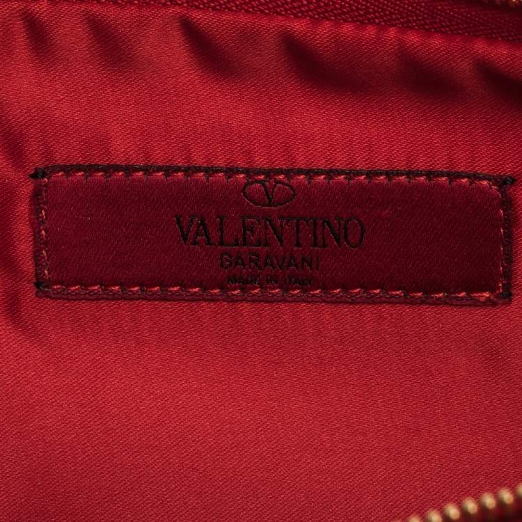 Pre Owned Valentino Red Satin Bow Clutch