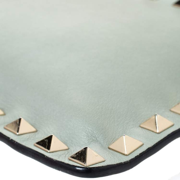 Pre Owned Valentino Lime Green Leather Rockstud Wallet