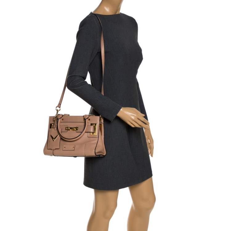 Pre Owned Valentino Beige Leather Mini My Rockstud Tote