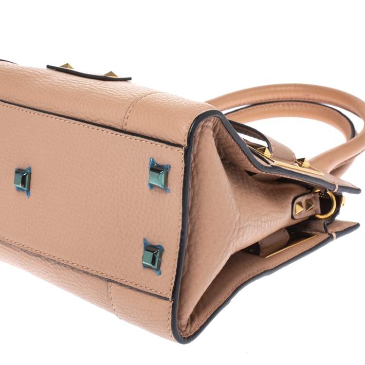 Pre Owned Valentino Beige Leather Mini My Rockstud Tote