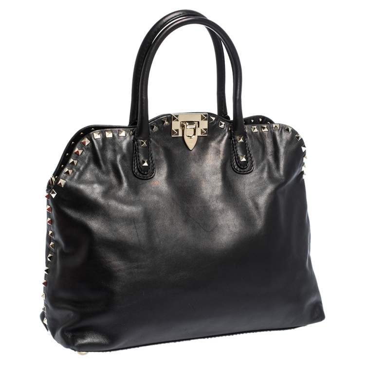 Pre Owned Valentino Black Leather Rockstud Satchel