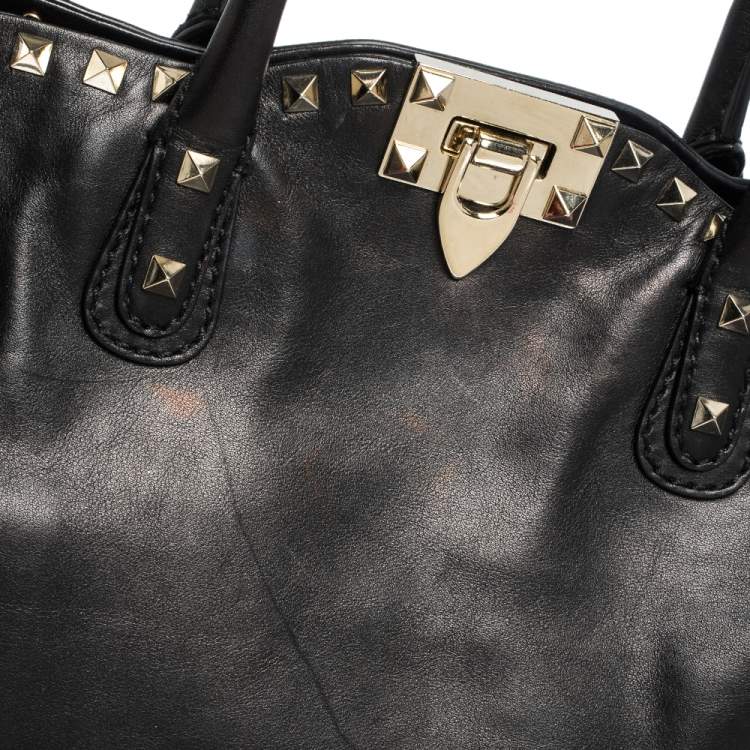 Pre Owned Valentino Black Leather Rockstud Satchel