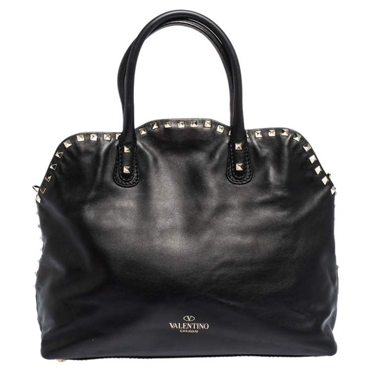 Pre Owned Valentino Black Leather Rockstud Satchel